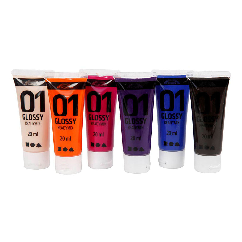 Creativ Company Acrylfarbe für Kinder, glänzend, extra Farben, 6 x 20 ml