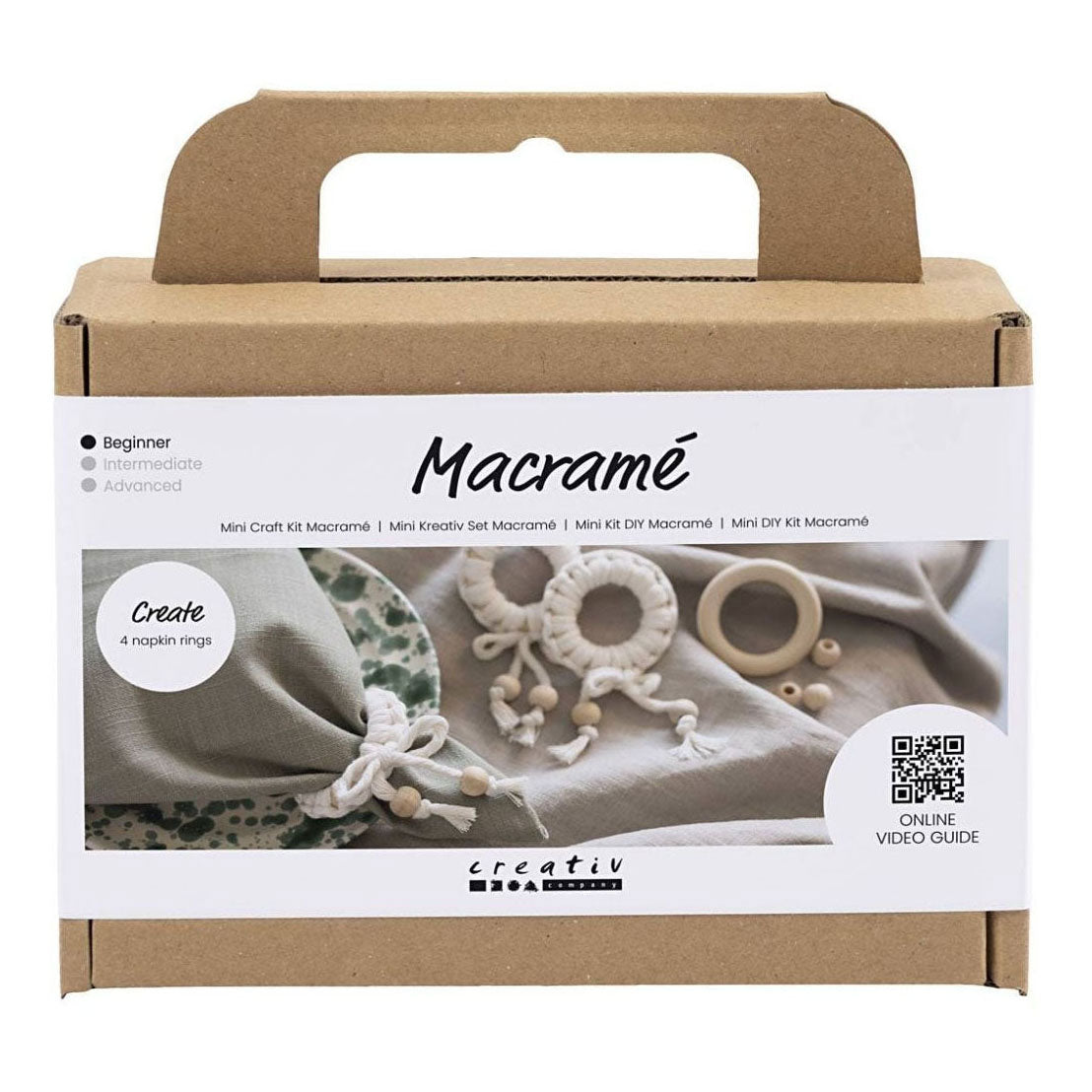 Creativ Company Mini-Hobbyset Makramee-Serviettenring, cremeweiß