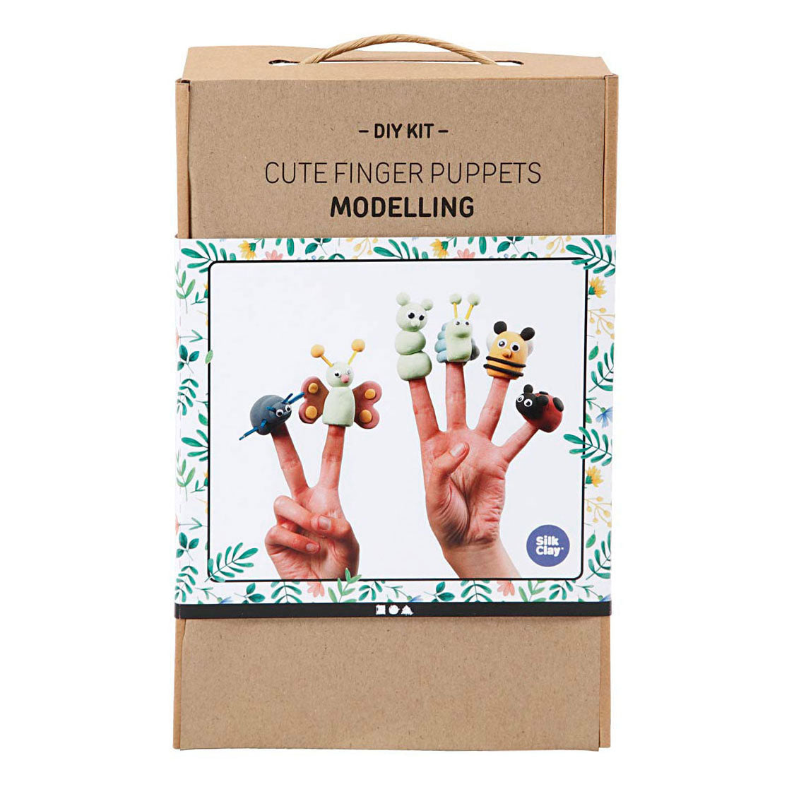 Kreatives Set mit niedlichen Fingerpuppen aus Seidenknetmasse