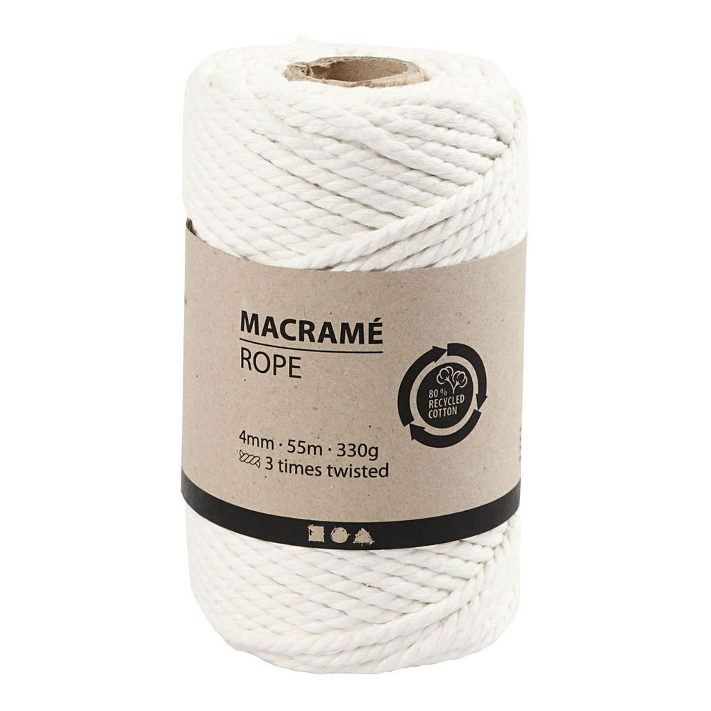 Creativ Company Makramee-Garn, Cremeweiß, 55 m