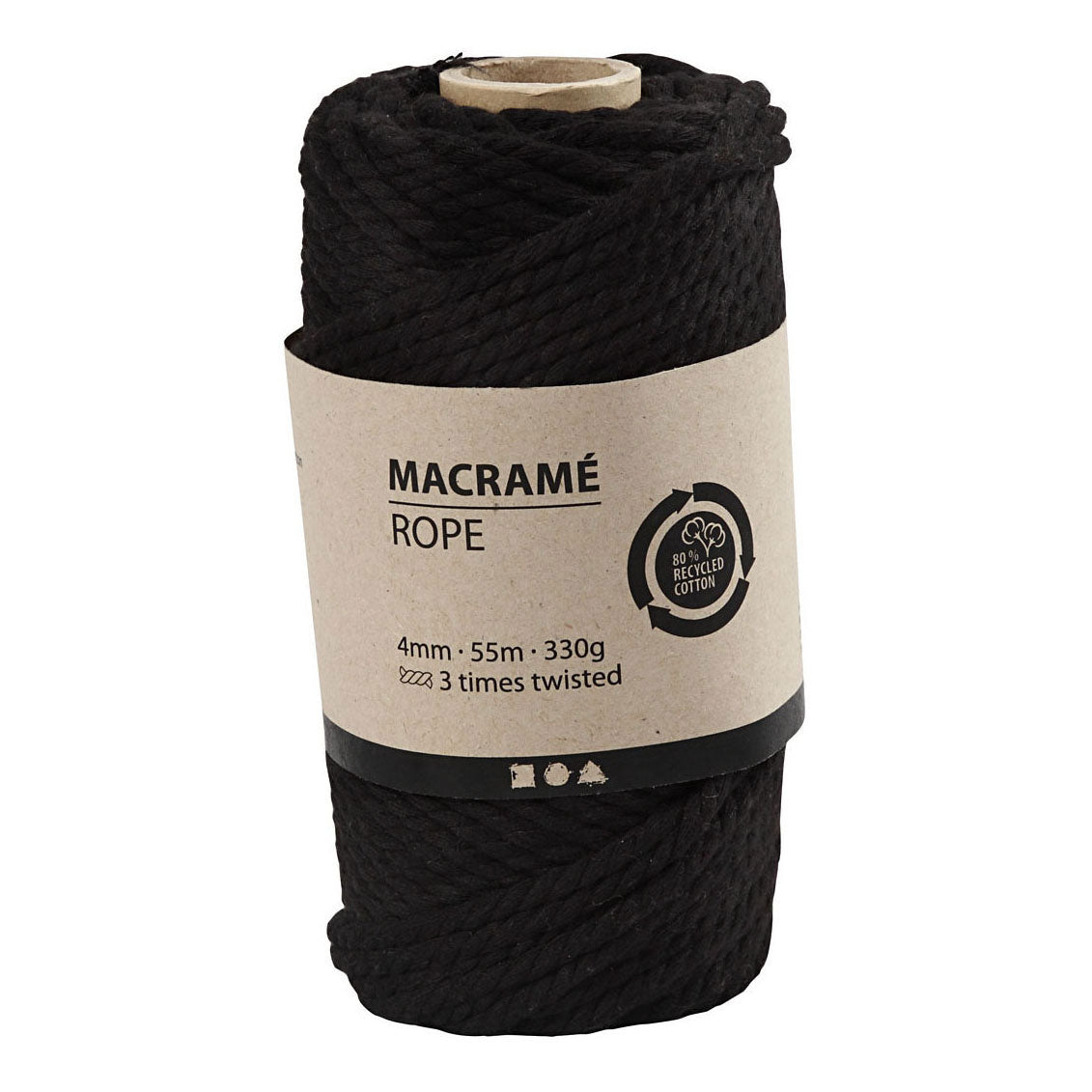 Creativ Company Makramee-Kordel, schwarz, 55 m