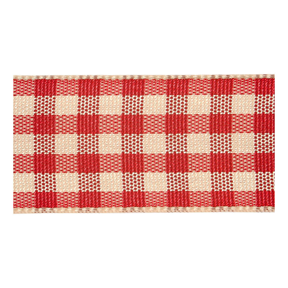 Creativ company geruit lint, b: 20 mm, antiek rood wit, 25 m