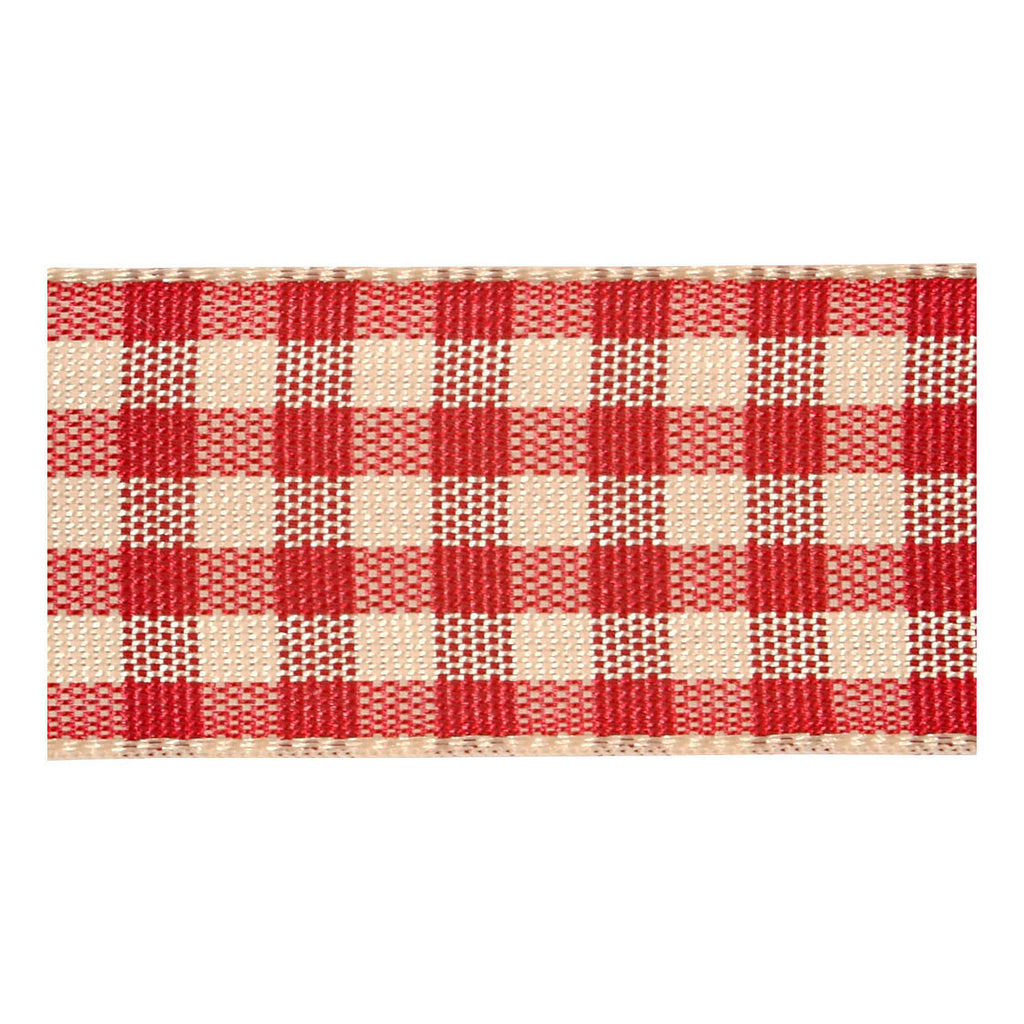 Creativ company geruit lint antiek rood wit, 25m