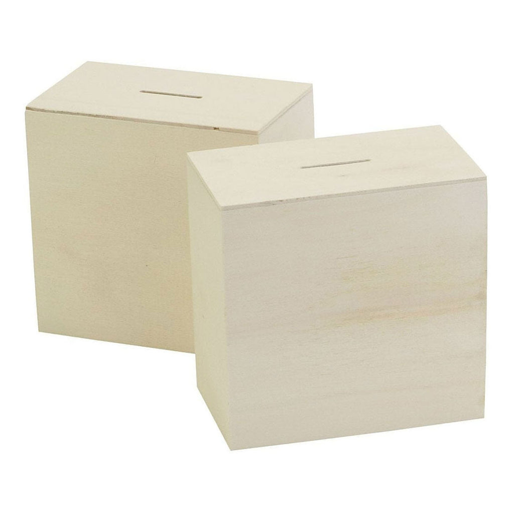 Creativ Company Spardose aus Holz, 10x10x6cm, 10 Stück.
