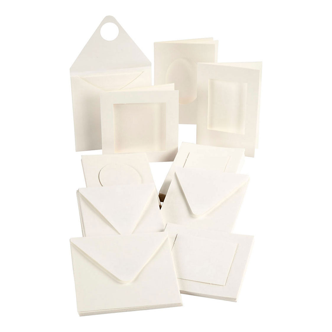 Passepartoutkarten von Creativ Company, Kartengröße 10,5 x 15 + 12,5 x 12,5 cm, Inhalt kann variieren, cremeweiß, 50 Sets pro Schachtel