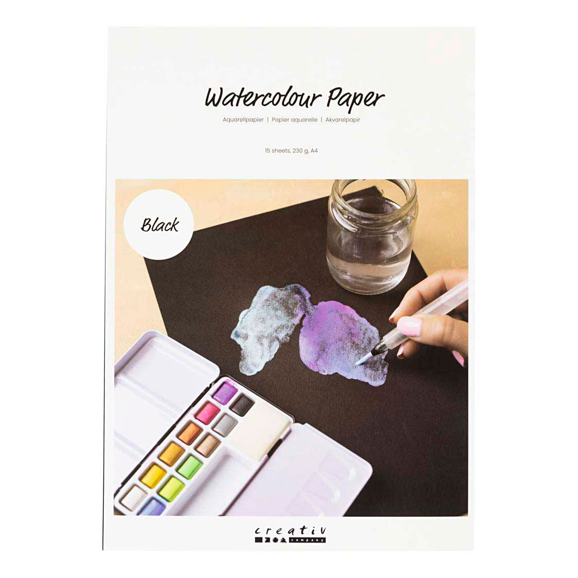 Creativ company aquarelpapier a4 230gr. - zwart 15st.