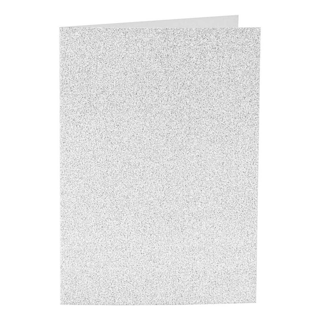 Creativ company kaarten en enveloppen 10,5x15cm glitter zilver - 4st.