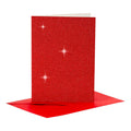 Creativ company kaarten en enveloppen 10,5x15cm glitter rood - 4st.