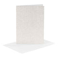 Creativ company kaarten en enveloppen 10,5x15cm glitter wit - 4st.