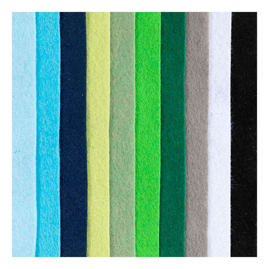 Creativ company hobbyvilt a4 dikte 2mm blauw en groen harmonie - 10st.