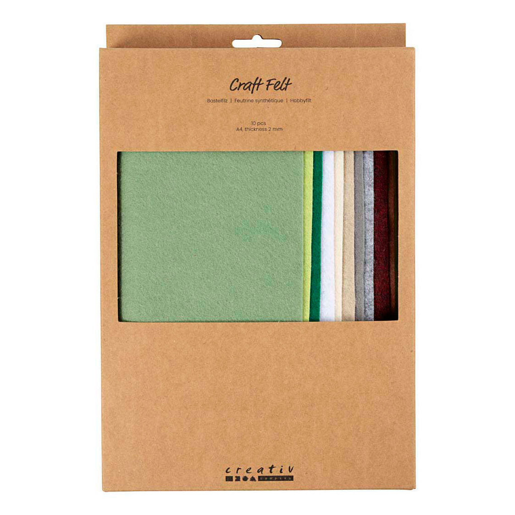 Creativ Company Hobbyfelt A4 Dicke 2 mm Naturfarben - 10 Stück.