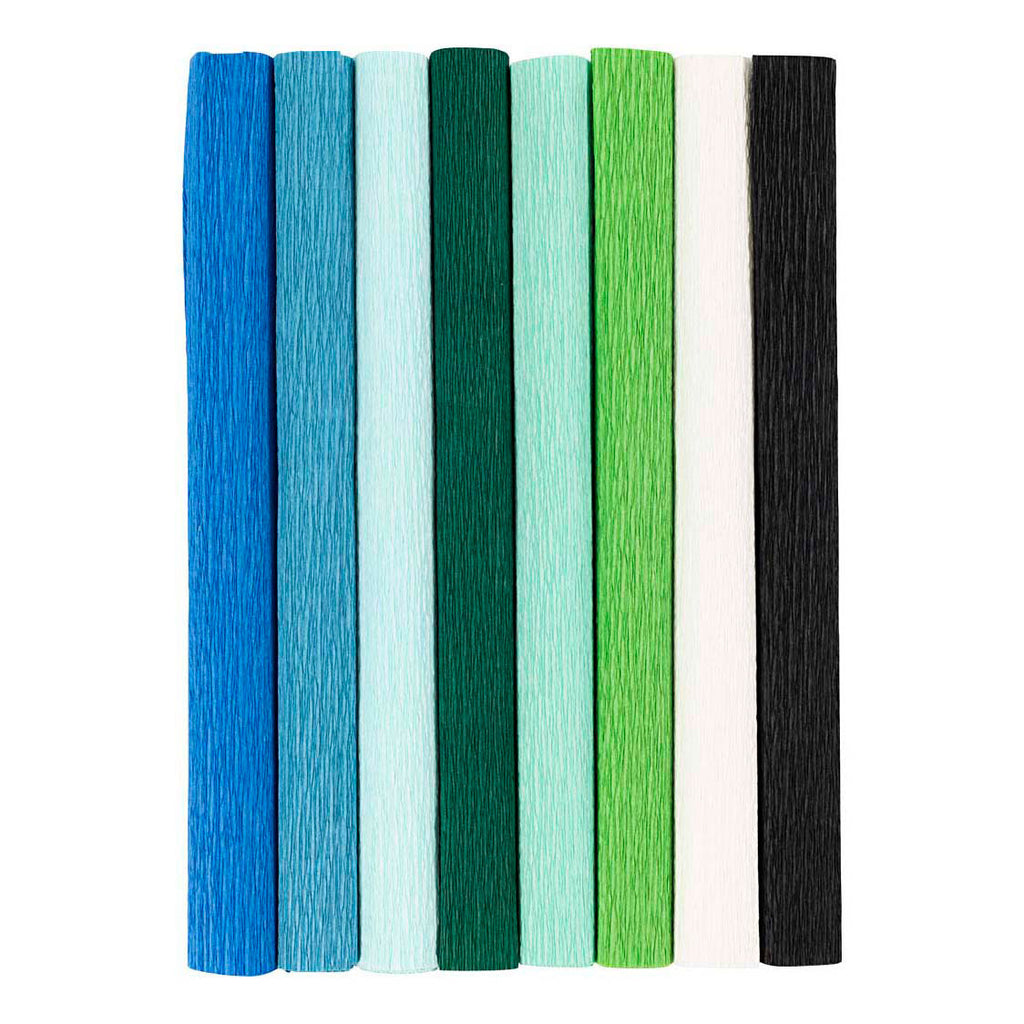 Creativ company crepepapier blauw en groen harmonie - 8st.