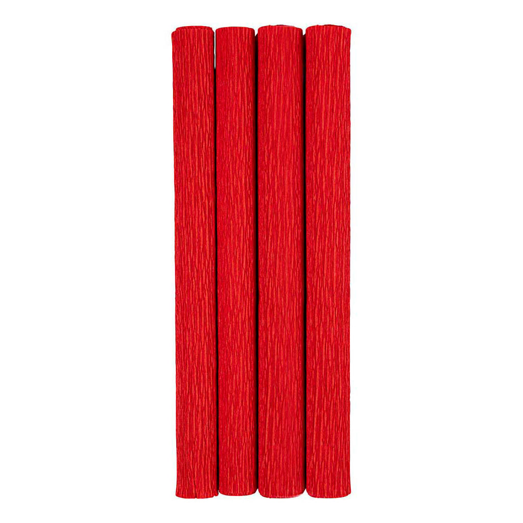 Creativ Company Krepppapier, Blattgröße 25 x 60 cm, Kreppanteil: 180 %, 105 g/m², rot, 4 Blatt pro Karton