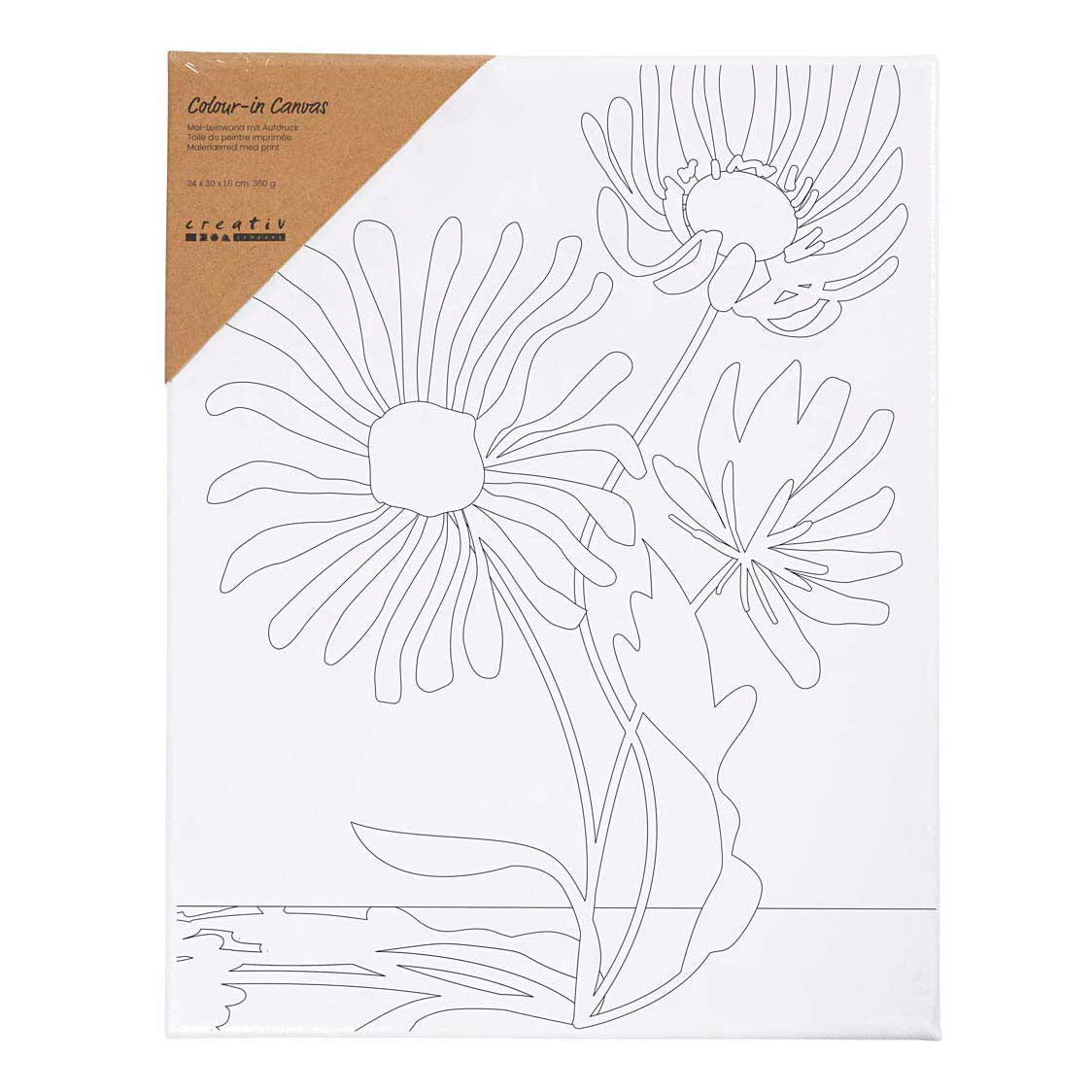 Creativ company schildercanvas met print grote bloemen - 24x30cm
