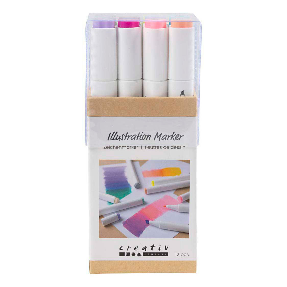 Creativ Company Bleistift, Strichstärke 1+8 mm, Pastellfarben - 12 Stück.