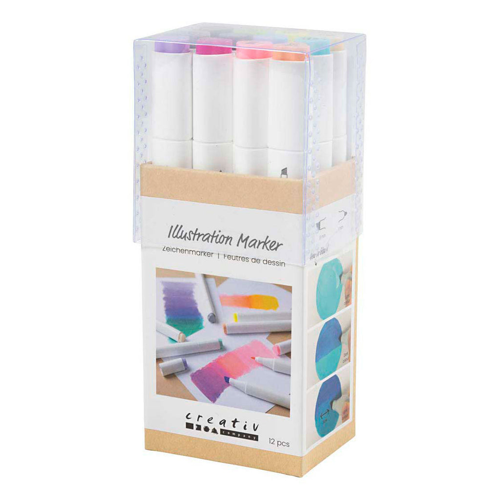 Creativ Company Bleistift, Strichstärke 1+8 mm, Pastellfarben - 12 Stück.