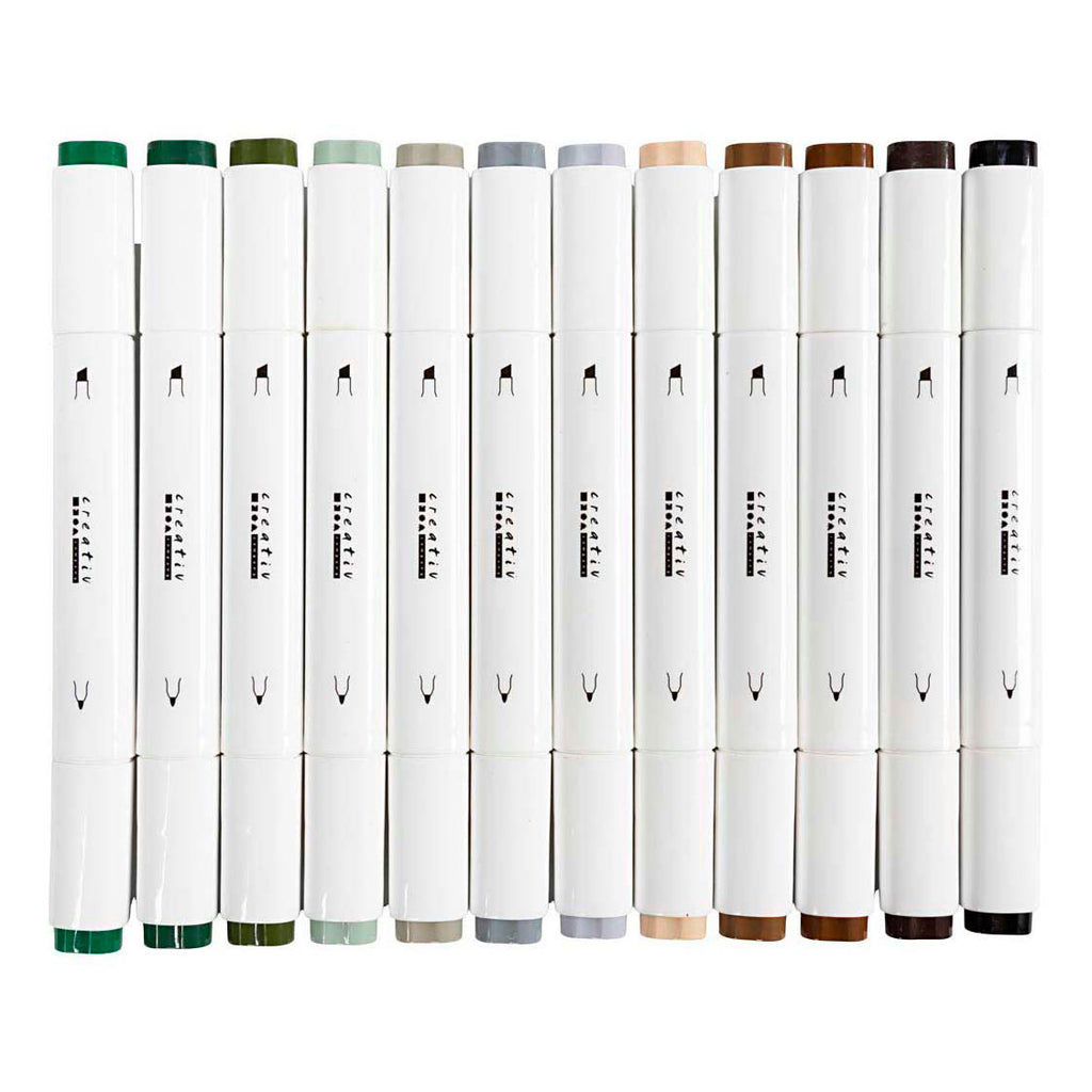 Creativ company tekenstift lijndikte 1+8mm natuurlijke kleuren - 12st.