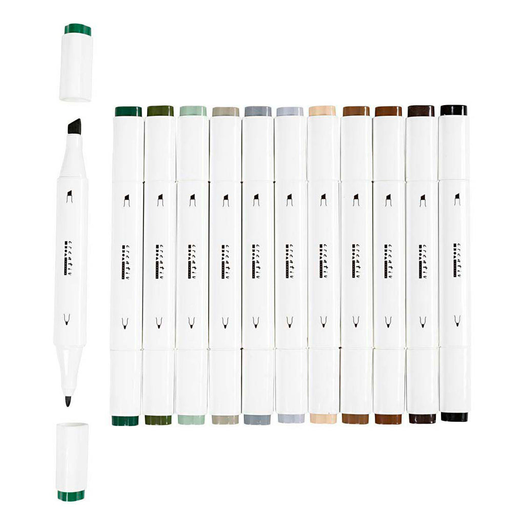 Creativ company tekenstift lijndikte 1+8mm natuurlijke kleuren - 12st.