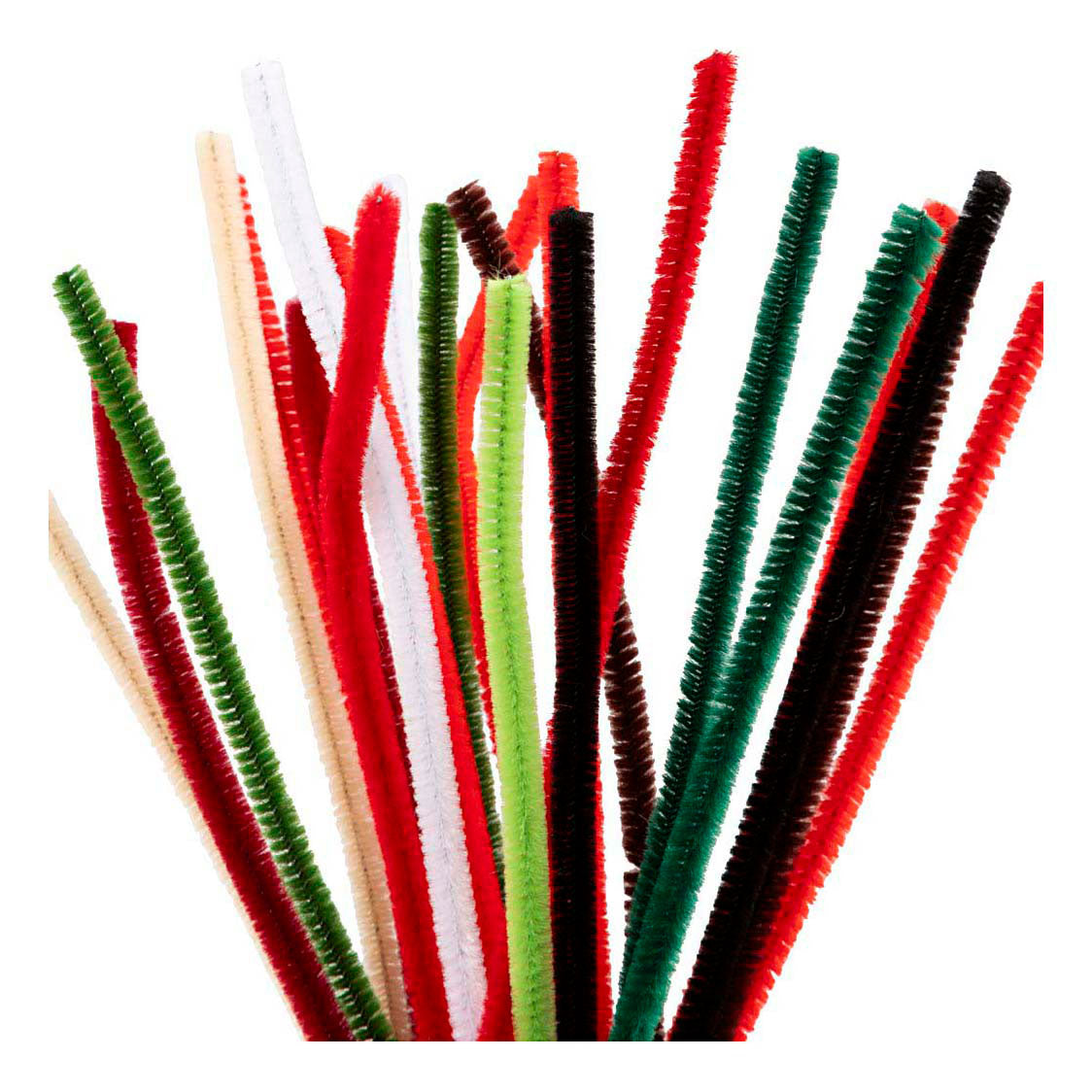 Creativ Company Chenille 6mm x 30cm Weihnachtsfarben - 25 Stück.