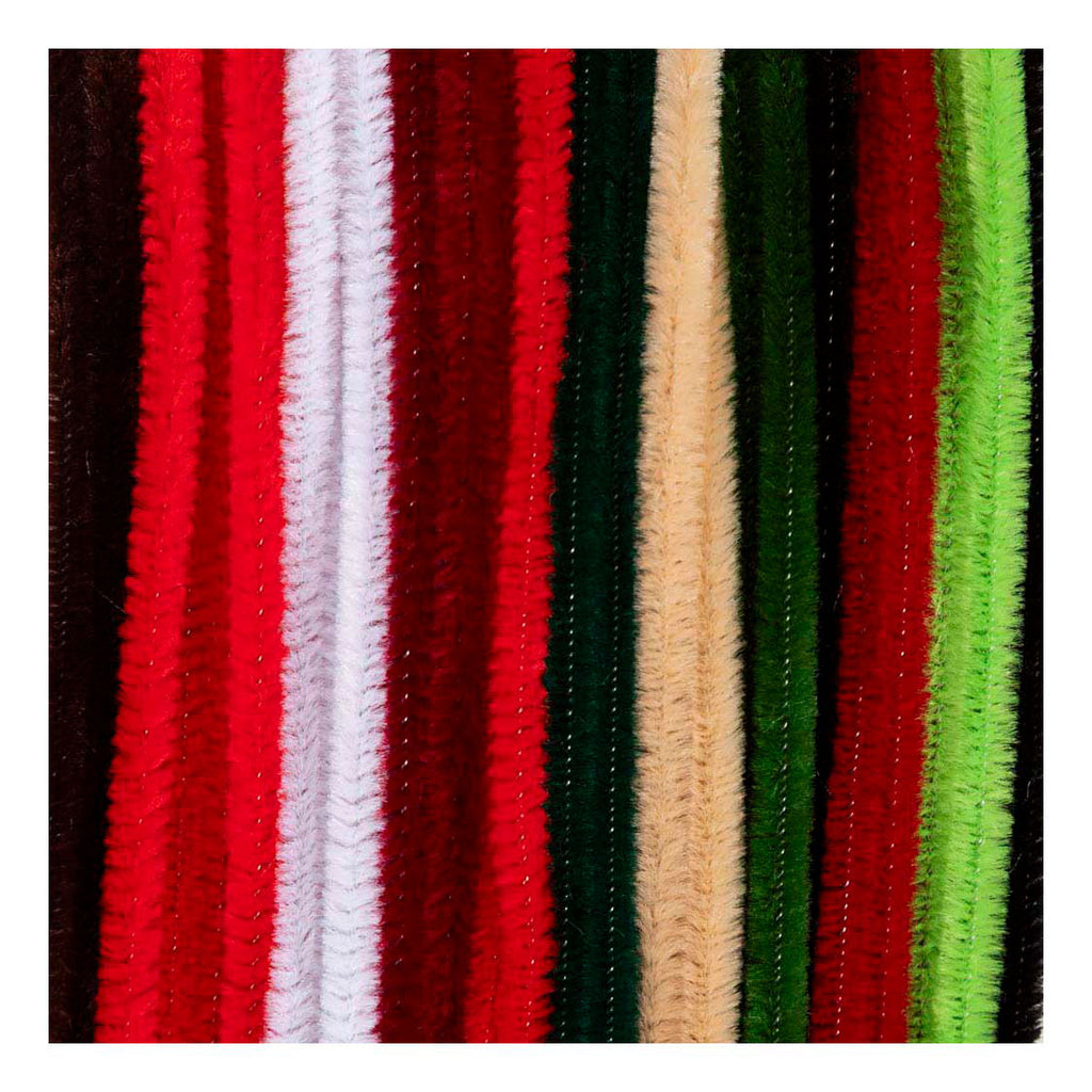 Creativ Company Chenille 6mm x 30cm Weihnachtsfarben - 25 Stück.
