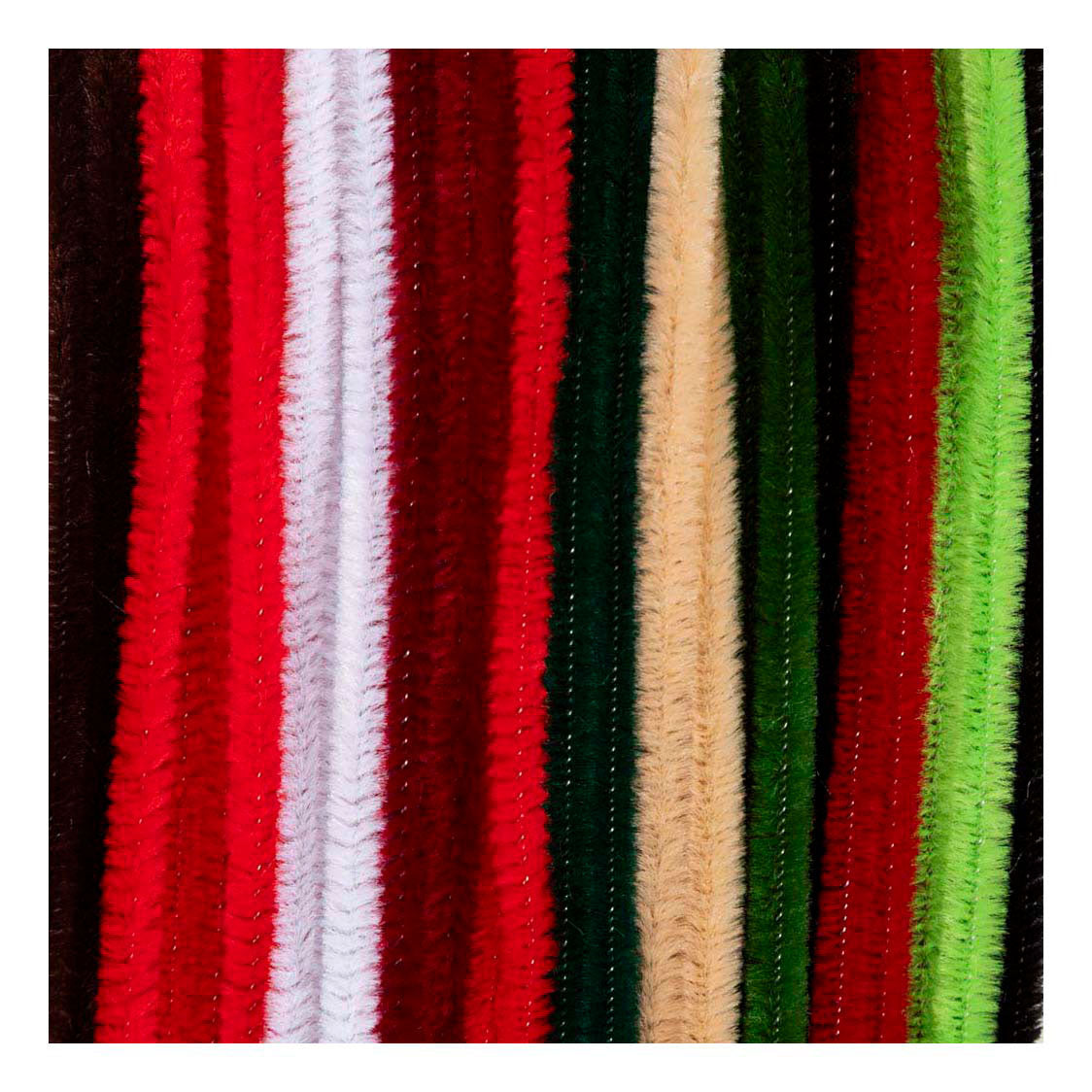 Creativ Company Chenille 6mm x 30cm Weihnachtsfarben - 25 Stück.