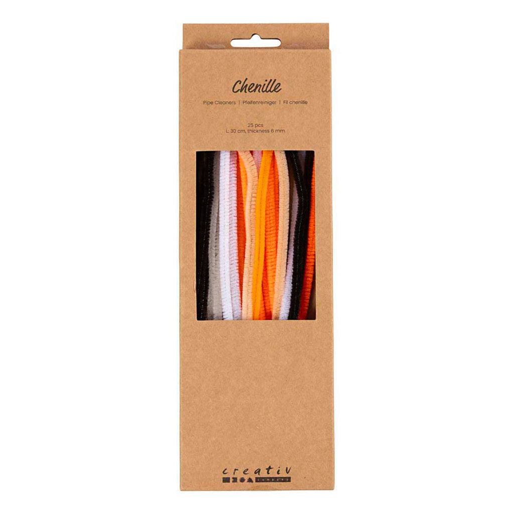 Creativ Company Chenille 6mm x 30cm Halloween-Farben - 25 Stück.