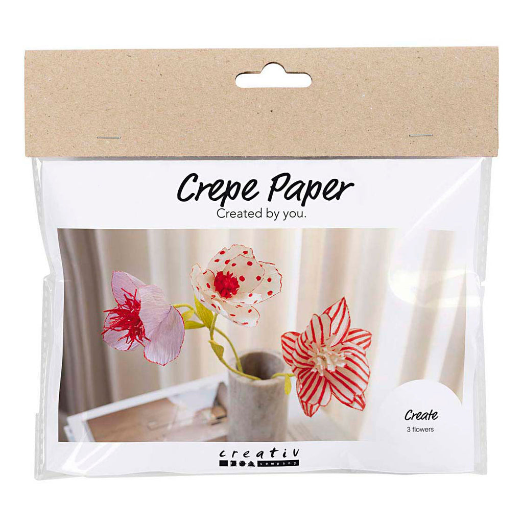 Creativ company mini hobbyset bloemen van crepepapier pastelkleuren