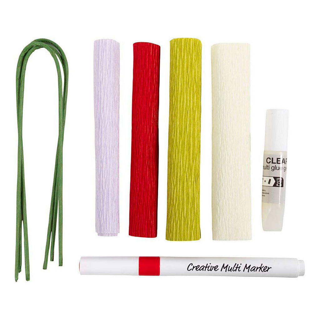 Creativ company mini hobbyset bloemen van crepepapier pastelkleuren