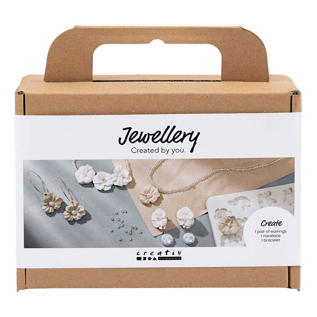 Creativ Company Mini-Hobby-Set Schmuck Ohrringe Armband und Halskette Blumendesign
