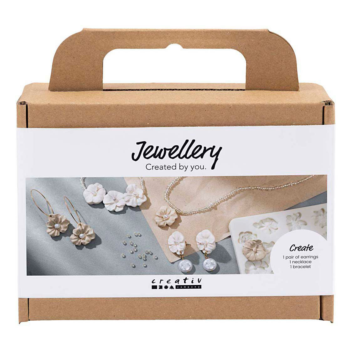 Creativ Company Mini-Hobby-Set Schmuck Ohrringe Armband und Halskette Blumendesign