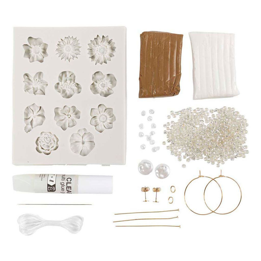 Creativ Company Mini-Hobby-Set Schmuck Ohrringe Armband und Halskette Blumendesign