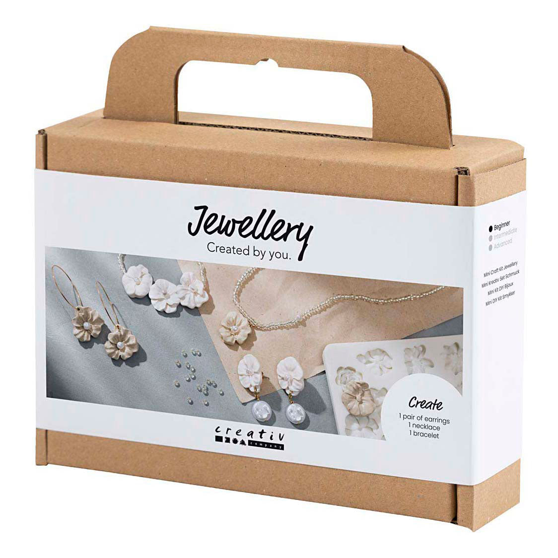Creativ Company Mini-Hobby-Set Schmuck Ohrringe Armband und Halskette Blumendesign
