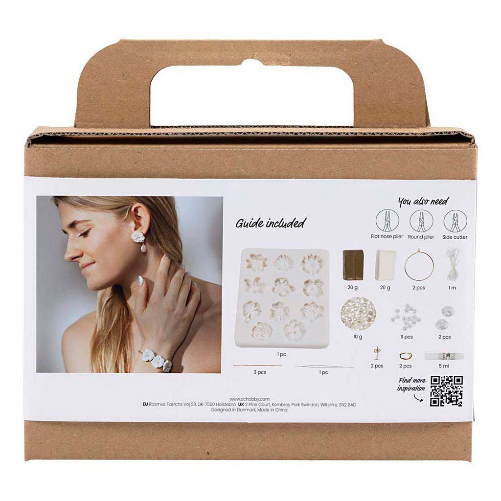 Creativ Company Mini-Hobby-Set Schmuck Ohrringe Armband und Halskette Blumendesign