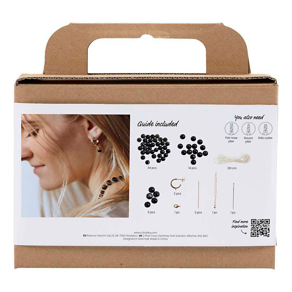 Creativ Company Mini-Hobby-Set Schmuck Halskette und Ohrringe schwarz-weiß