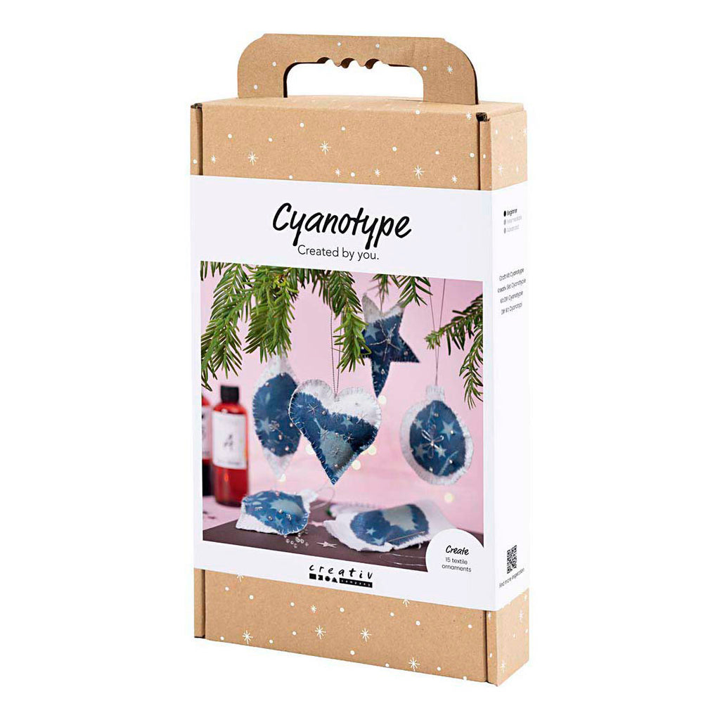 Creativ company hobbyset cyanotypie kerstdecoraties met cyanotypie blauw