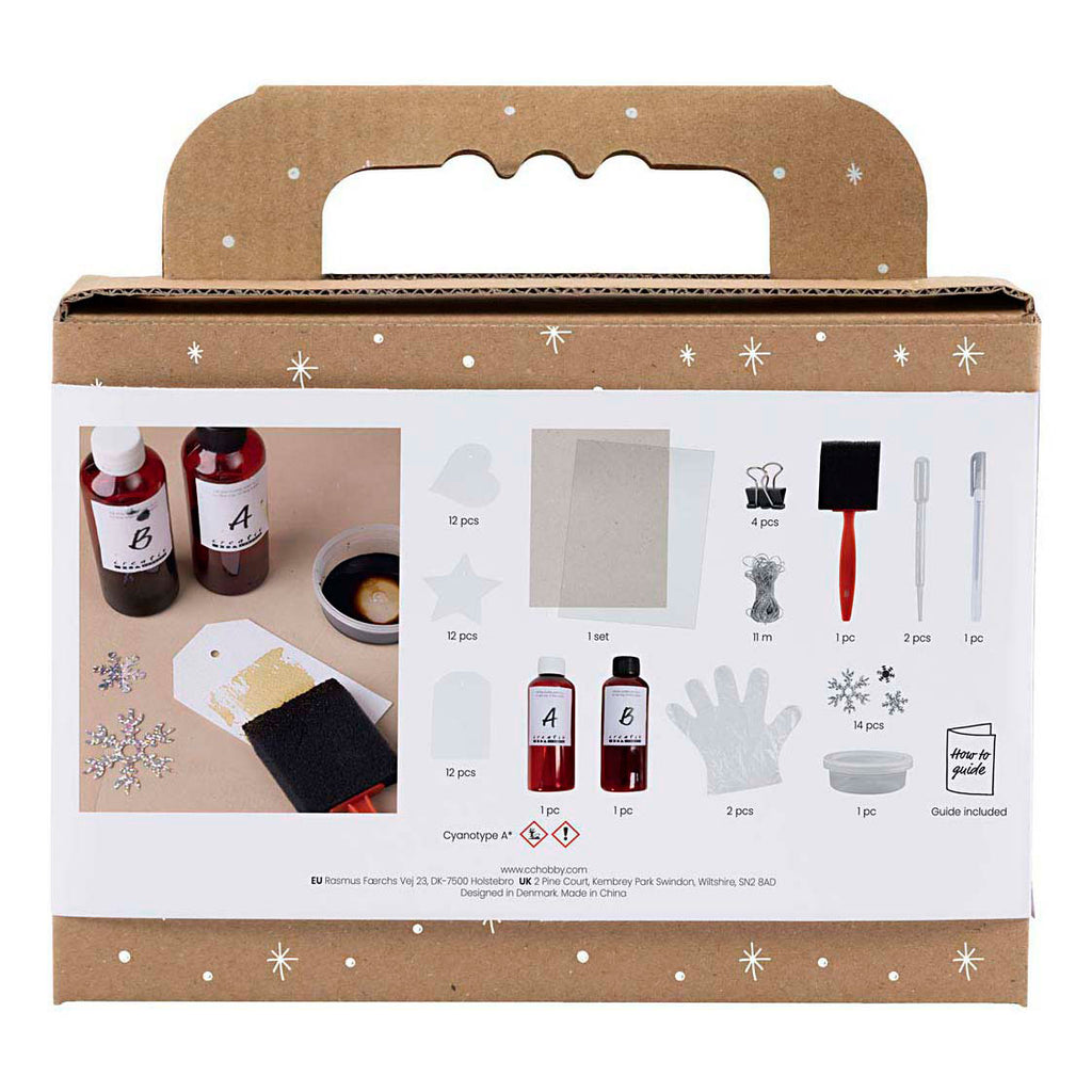 Creativ Company Mini-Hobbyset Cyanotypie-Geschenketiketten blau und silber