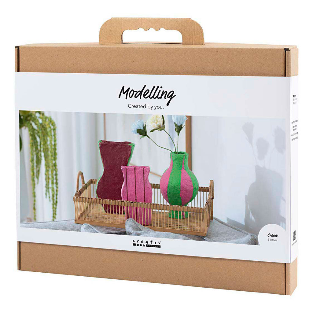 Creativ Company Maxi Hobby-Set zum Modellieren von Pappmaché-Vasen