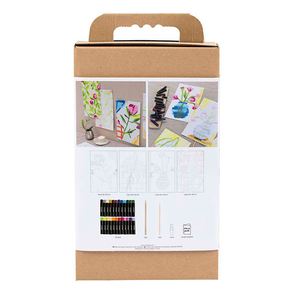 Creativ Company Hobbyset Ölpastellblumen in verschiedenen Farben