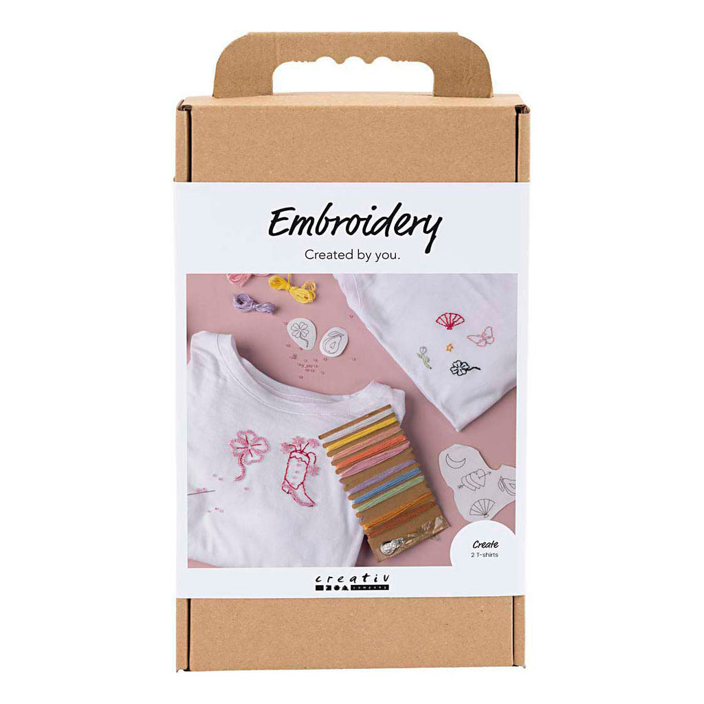Creativ company hobbyset borduurwerk t-shirt wit