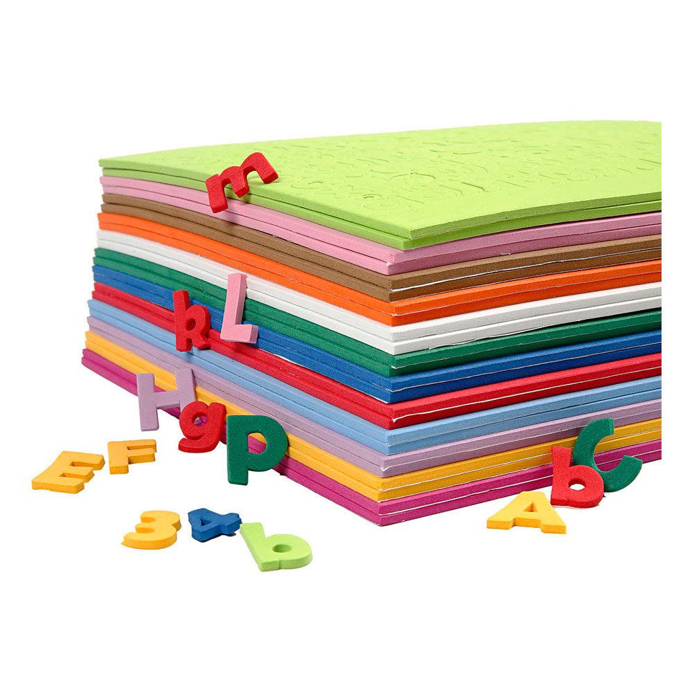 Creativ company eva foam cijfers letters gekleurd - 24 vellen