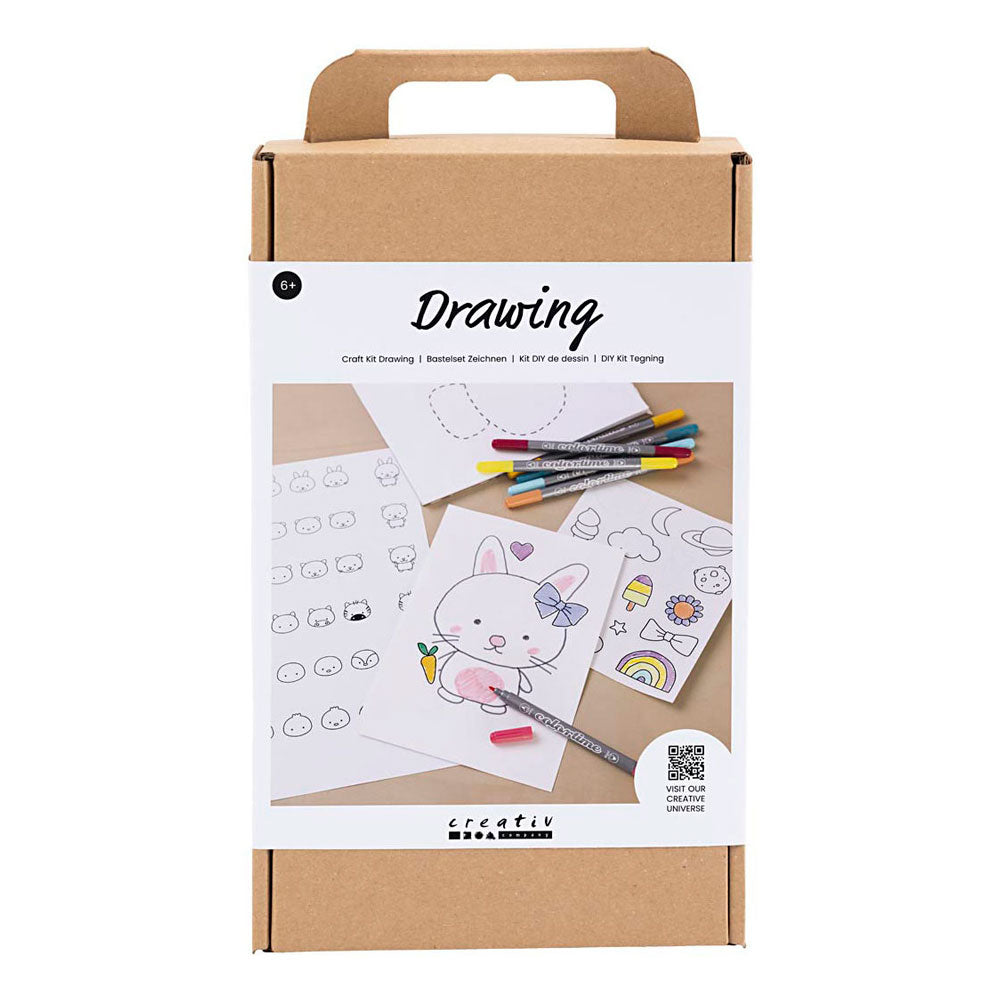 Creativ company hobbyset tekenen gemengde figuren pastelkleuren