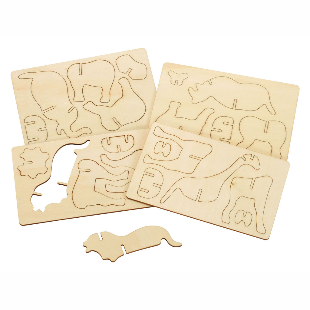 Colorations bouwpakketje houten 3d jungledieren, set van 4