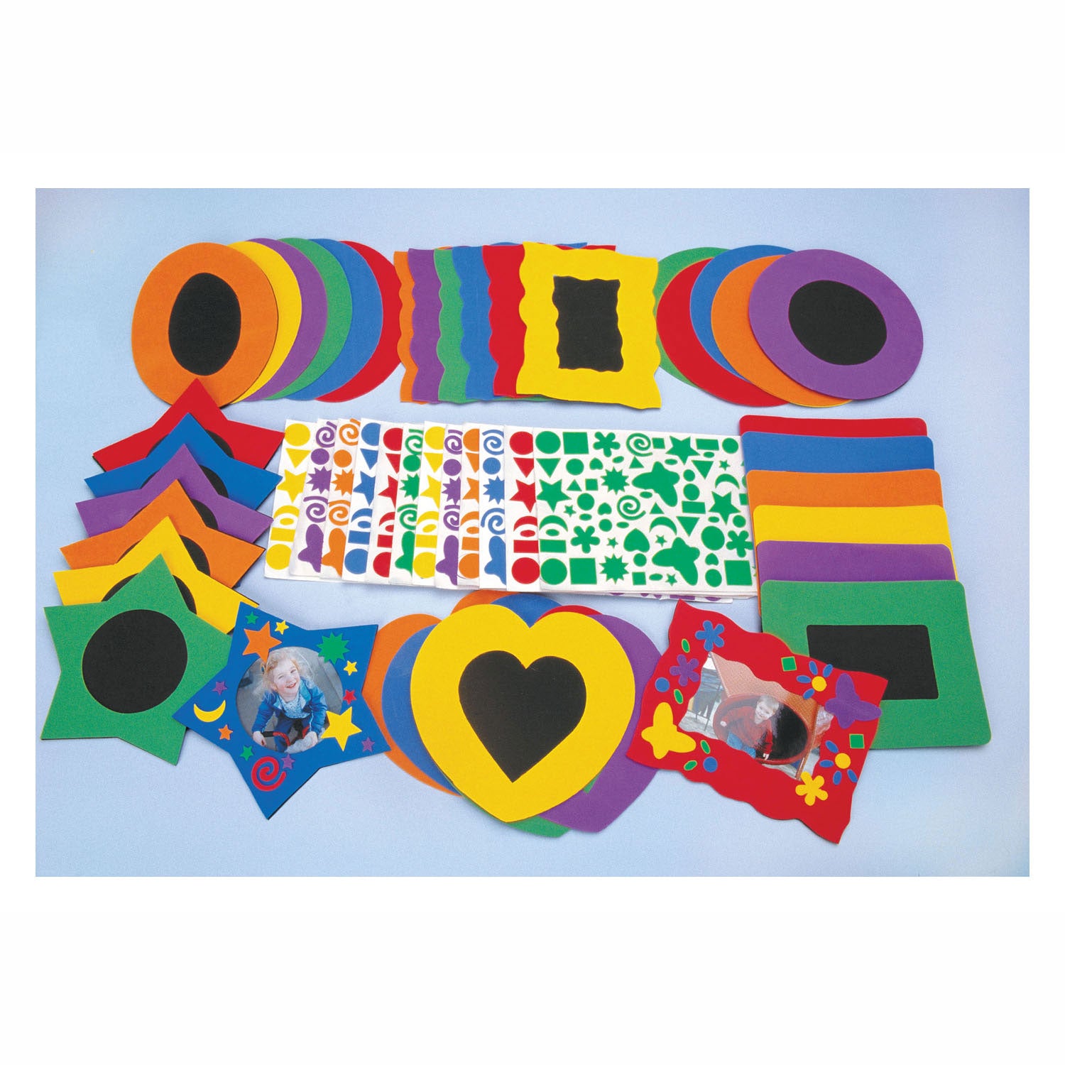 Colorations Schaumstoff-Fotorahmen mit selbstklebenden Schaumstoffaufklebern, 36 Stück