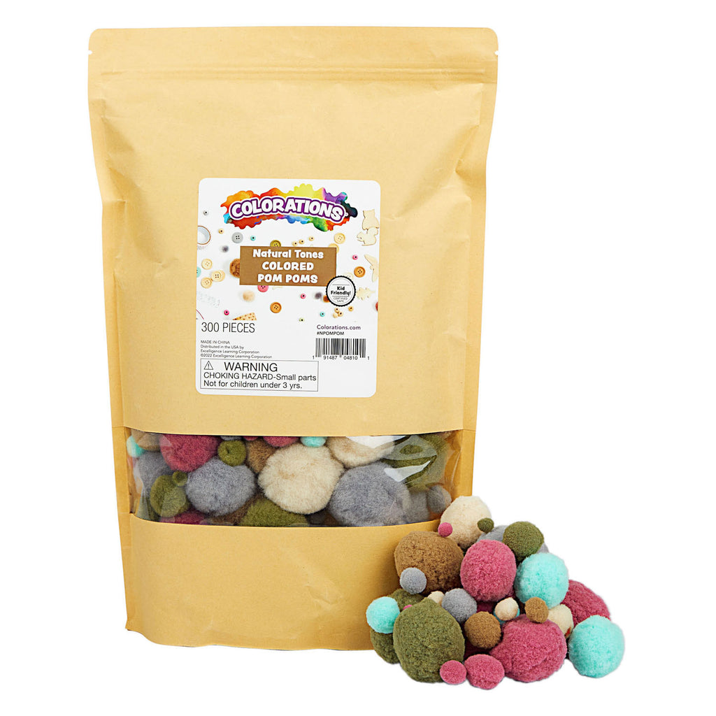 Colorations - pom poms natuurlijke tinten en kleur, 300st.