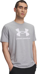 Under armour ua sportstyle logo update ss-gry heren sportshirt - steel light heather - wit xxl