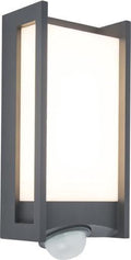 Lutec qubo - led wandlamp voor buiten - pir bewegingssensor - premium aluminium - 800lm - 3000k warm licht - ip54 extra weerbestendig - donkergrijs - 110 x 270 x 76 mm