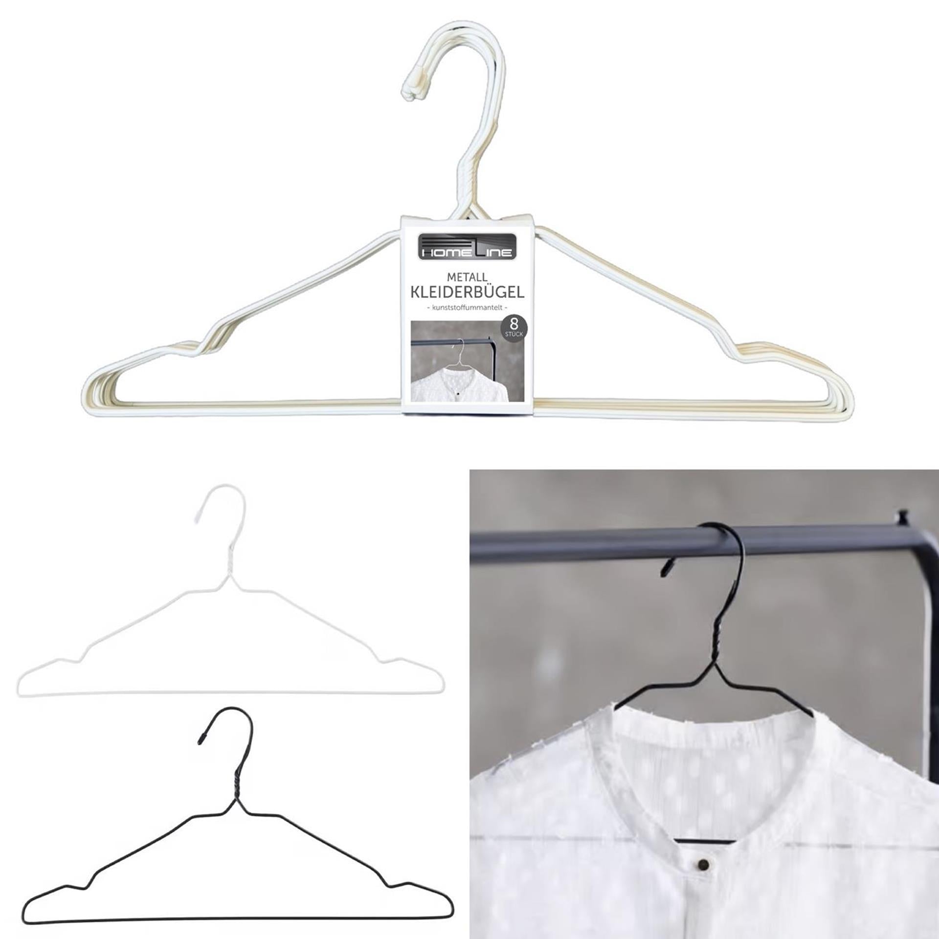 Klerenhangerset metaal met kunststof 8-delig