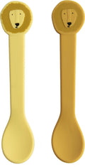 Trixie siliconen lepel 2-pack mr. lion - kinderservies - stainless steel 100% food grade silicone - set 2 lepels - vaatwasbestendig - rvs