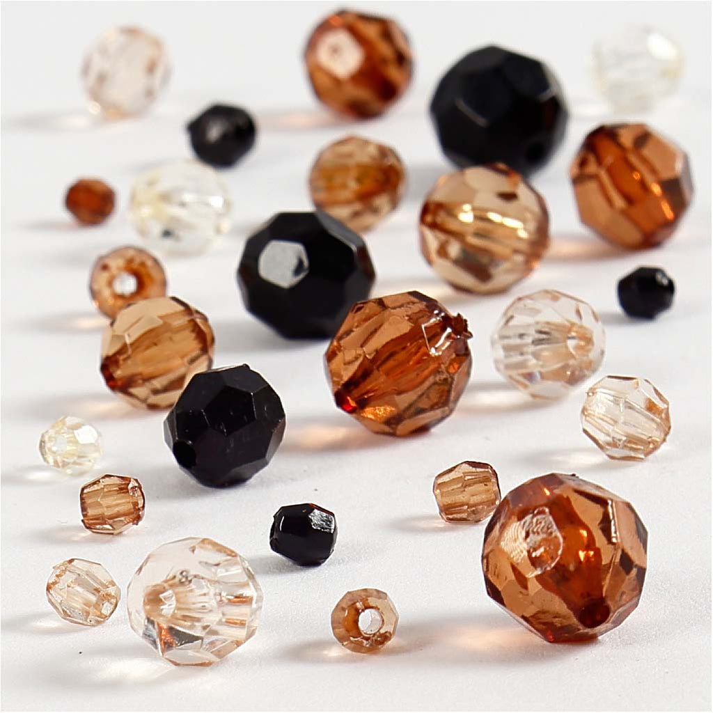 Creativ company cc plastic facet kralenmix 4-12 mm goud harmonie 170 stuks