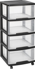 Curver essentials ladesysteem - 4x20 liter - zwart - met wielen